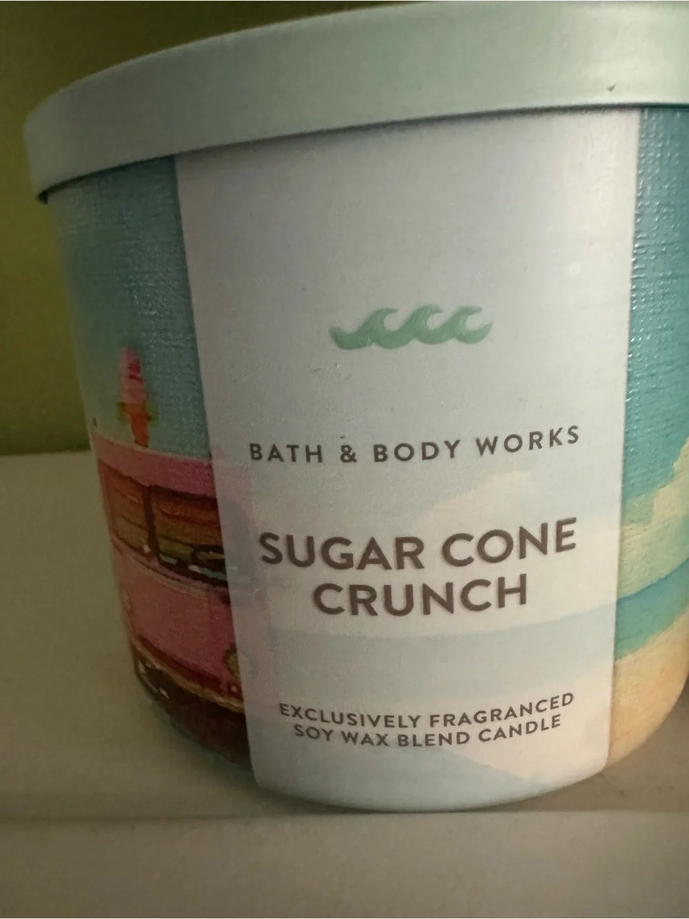 Bath & Body Works Sugar Cone Crunch Scented Candle X2- Light Blue